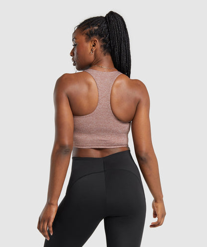 Marl Racer Crop Tank With Shelf