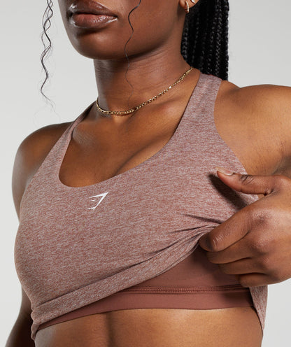 Marl Racer Crop Tank With Shelf