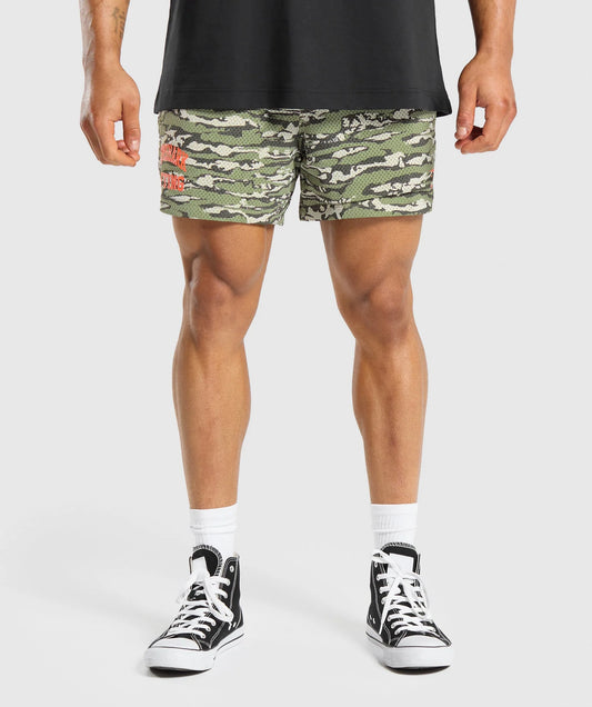 Printed Lifting Mesh 5" Shorts